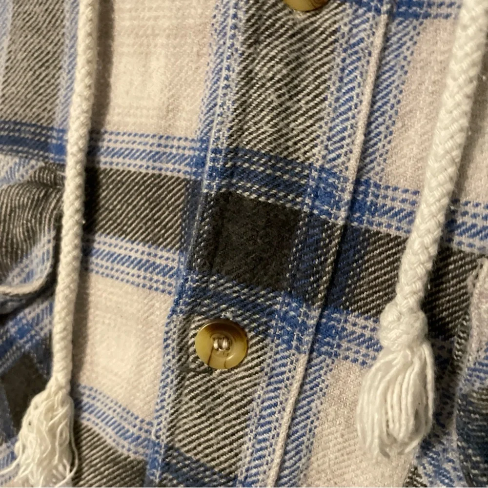 Roots Hooded Plaid Flannel Vest with Blue Accents 2XLT